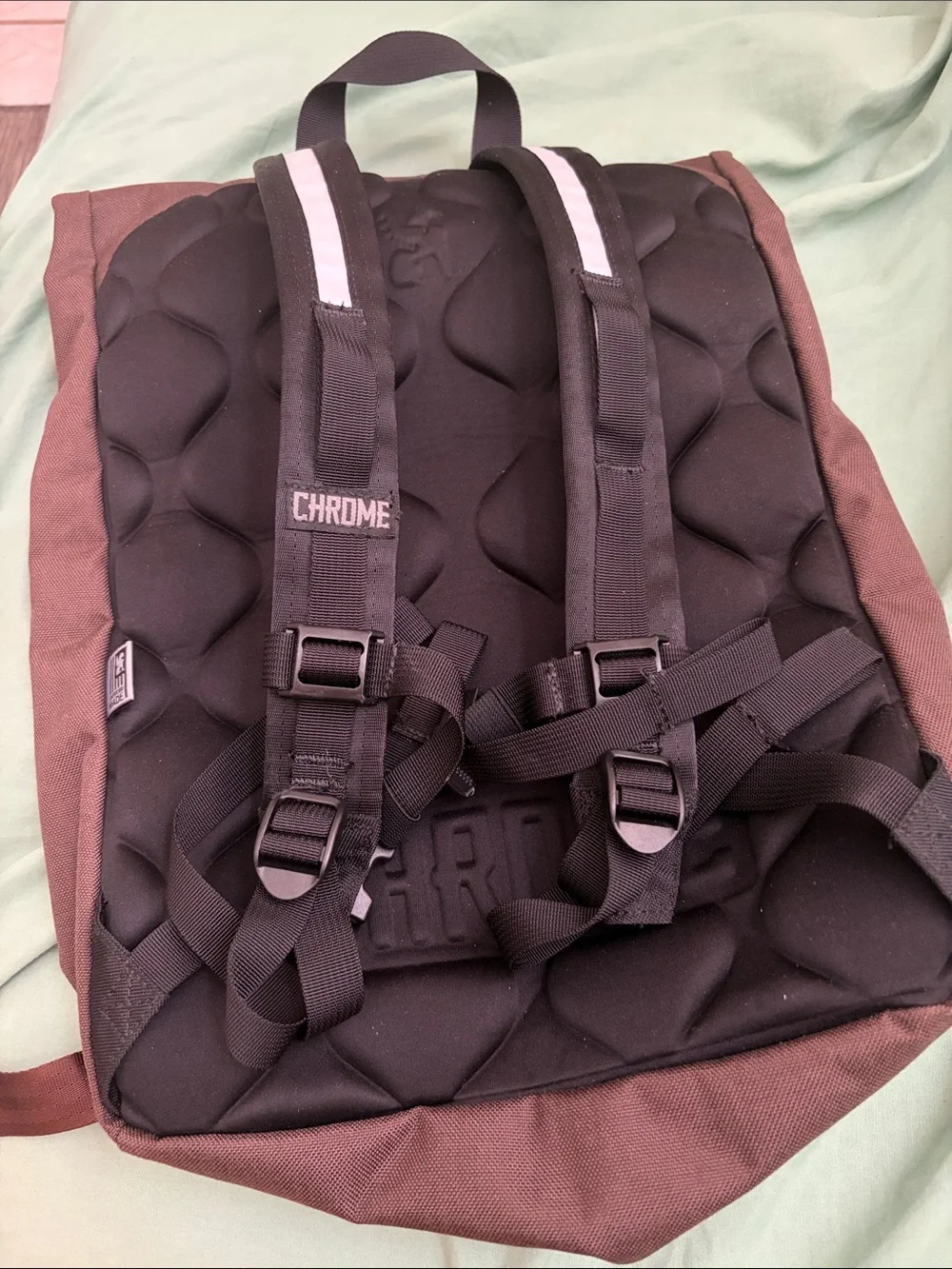 CHROME Brown Backpack with Light Blue Trim